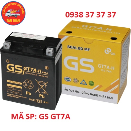 ẮC QUY XE GẮN MÁY GS GT7A DÙNG CHO XE DYLAN, SH, PIAGO LIBETTY 